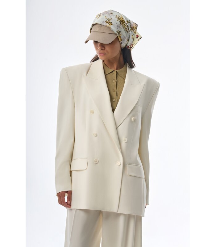 Megusta Oversized Wool Double Breasted Blazer Off White
