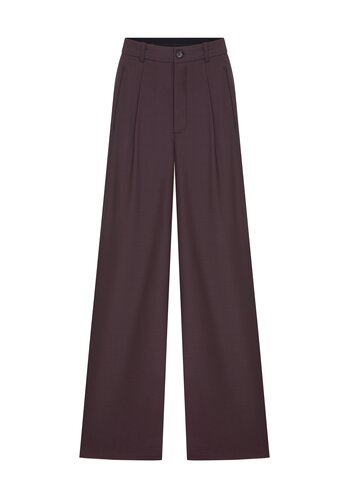 MEGUSTA COLLECTION High Waisted Tropical Wool Trousers Chocolate Brown