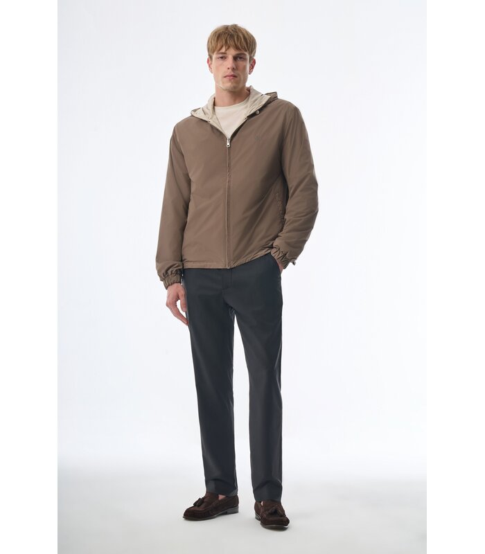 Megusta Reversable Hooded Mercerised Cotton Jacket Taupe