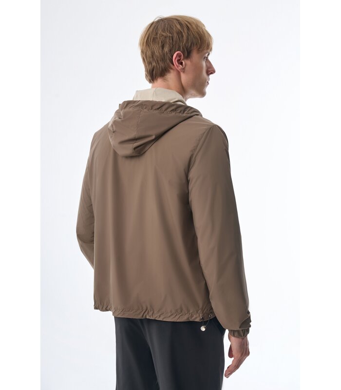 Megusta Reversable Hooded Mercerised Cotton Jacket Taupe
