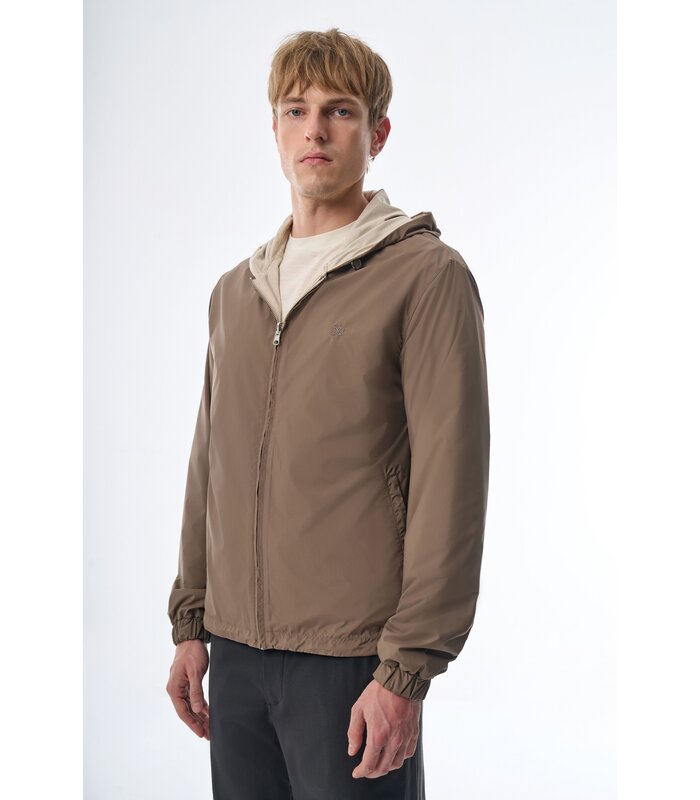 Megusta Reversable Hooded Mercerised Cotton Jacket Taupe