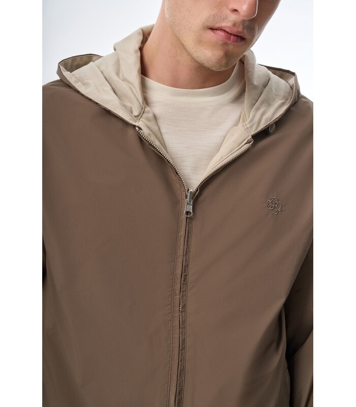 Megusta Reversable Hooded Mercerised Cotton Jacket Taupe