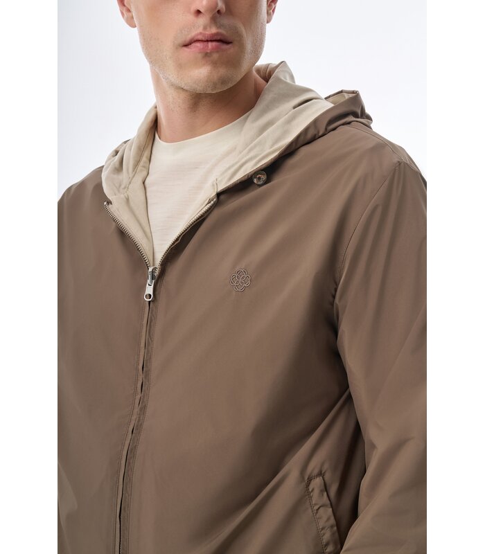 Megusta Reversable Hooded Mercerised Cotton Jacket Taupe
