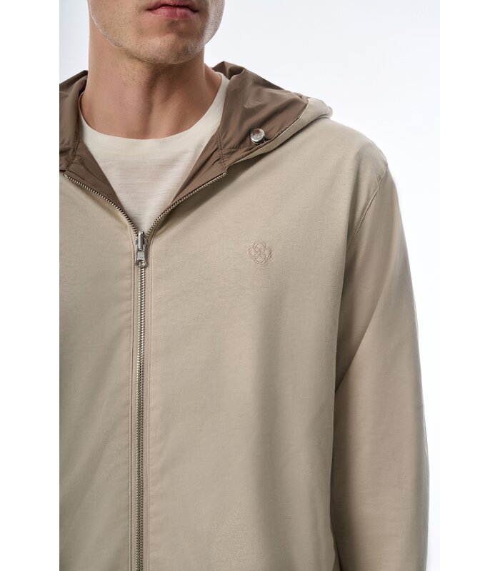 Megusta Reversable Hooded Mercerised Cotton Jacket Taupe