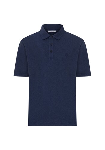 MEGUSTA COLLECTION Wool Melange Fine Piquet Polo Navy