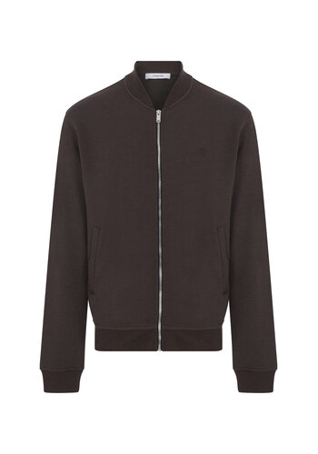 MEGUSTA COLLECTION Cashmere Blend Terry Logo Zipped Sweatshirt Midnight Plum