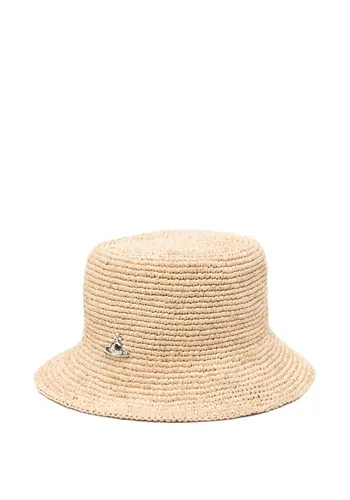 VIVIENNE WESTWOOD raffia bucket hat beige