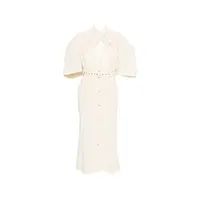 BELTED LOOP MIDI DRESS CREAM