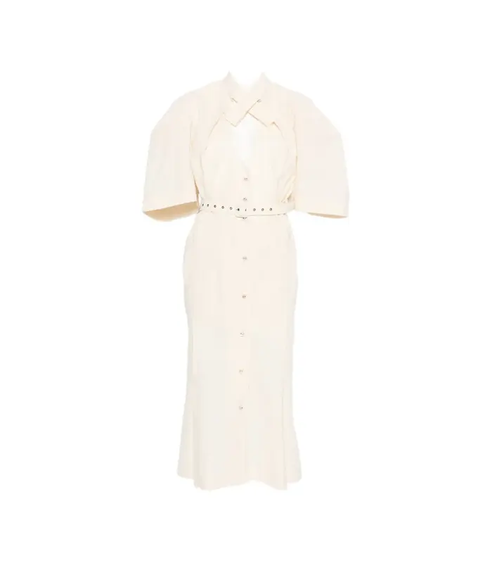 BELTED LOOP MIDI DRESS CREAM