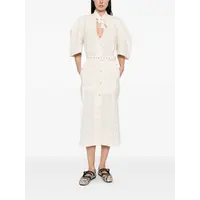 BELTED LOOP MIDI DRESS CREAM