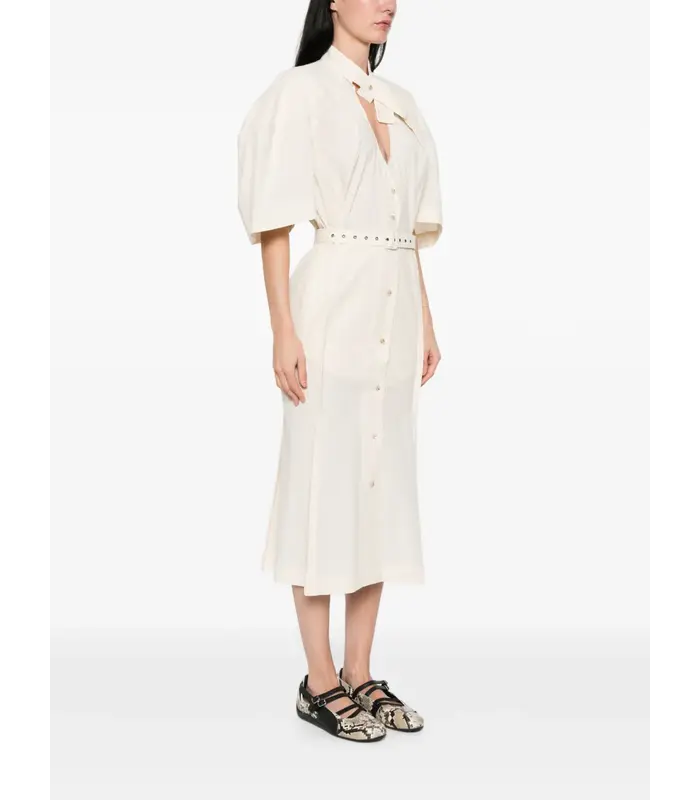 BELTED LOOP MIDI DRESS CREAM