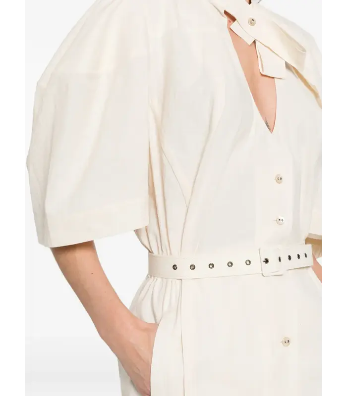 BELTED LOOP MIDI DRESS CREAM
