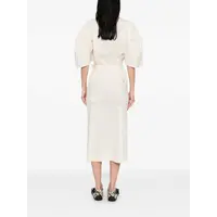 BELTED LOOP MIDI DRESS CREAM