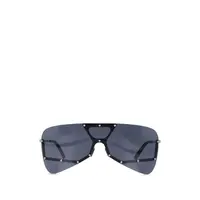 SUNGLASSES SILVER TEMPLE/BLACK LENS