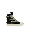RICK OWENS DRKSHDW SCARPE IN DENIM MEGALACE SNEAKS BLACK/MILK/MILK