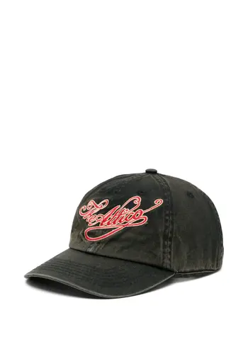 THE ATTICO cap canvas embroidered logo black/red THE ATTICO cap canvas embroidered logo black/red