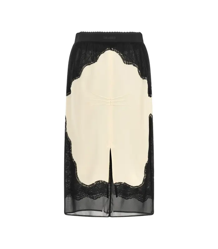 Midi Skirt Double satin and lace BLACK/IVORY