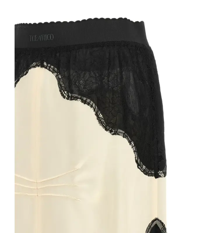 Midi Skirt Double satin and lace BLACK/IVORY