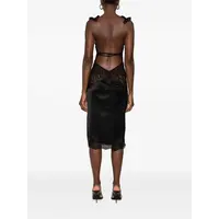 Midi dress Double satin and lace Black
