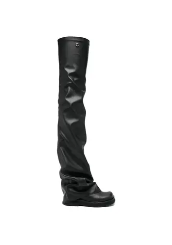 THE ATTICO robin otk thigh high flat pelle sintetica black