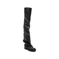 Robin OTK thigh high flat Pelle sintetica Black