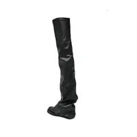 Robin OTK thigh high flat Pelle sintetica Black