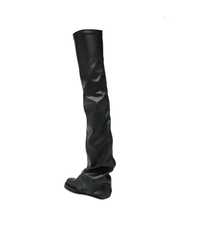 Robin OTK thigh high flat Pelle sintetica Black
