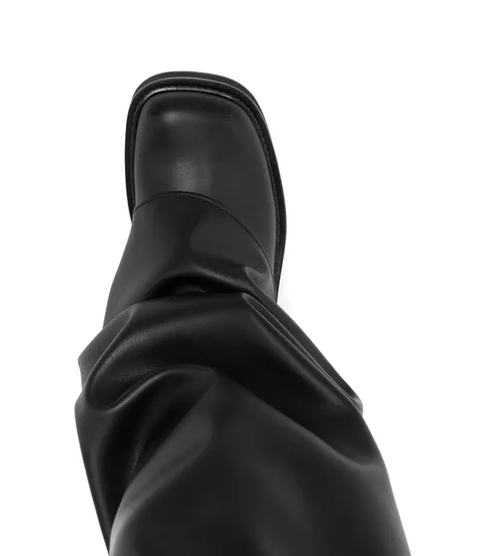 Robin OTK thigh high flat Pelle sintetica Black