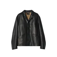 LEATHER SINGLE BREASTED JACKET BLACK