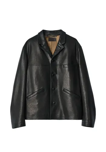 LEMAIRE leather single breasted jacket black