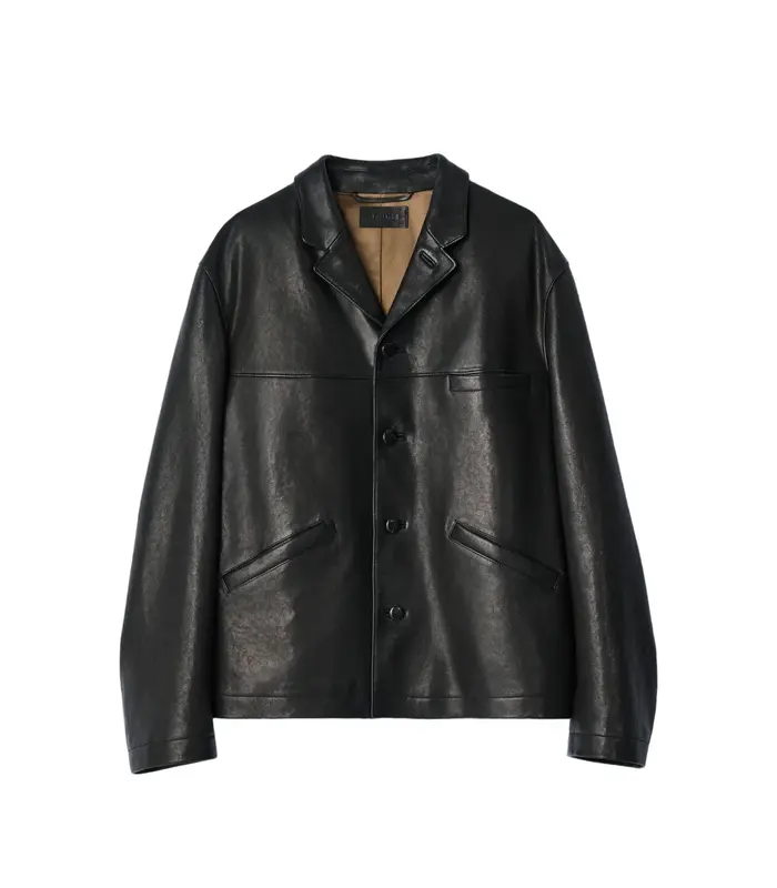 LEATHER SINGLE BREASTED JACKET BLACK
