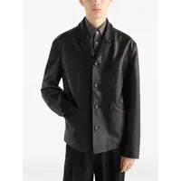 LEATHER SINGLE BREASTED JACKET BLACK