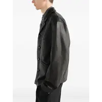 LEATHER SINGLE BREASTED JACKET BLACK