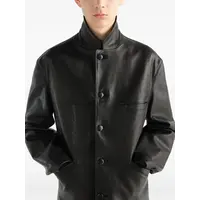 LEATHER SINGLE BREASTED JACKET BLACK