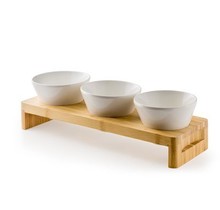 Bamboe standaard met 3 melamine kommen Hendi 561294