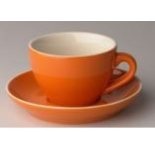 Kop en schotel cappuccino oranje Palmer Colors 18cl set 6 stuks