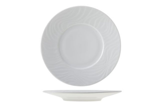 Bord wit 33cm reliëf Waves Spal Porselanas 9222033 Bord wit 33cm reliëf Waves Spal Porselanas 9222033