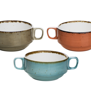 Cosy & Trendy Brisbane soepkom (Blauw, Grijs, Oranje) D10XH5,3CM 2 grepen - 1480310