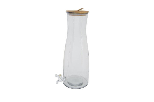 Cosy & Trendy Sapdispenser Glas Houten deksel H42CM 4101181 Cosy & Trendy Sapdispenser Glas Houten deksel H42CM 4101181