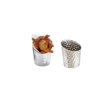 Snack/Frietbakje schuin inox hammered Ø95mm H8,5/11,5cm 616580