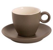 Set 6 Maastricht Porselein Bart Mat Kop & schotel 17 cl 13,5 cm Bruin 532682+532685