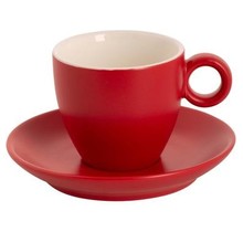 Set 6 Maastricht Porselein Bart Mat Kop & schotel 17 cl 13,5 cm Rood 532683+532686