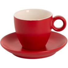 Set 6 Maastricht Porselein Bart Mat Kop & schotel 17 cl 13,5 cm Rood 532683+532686