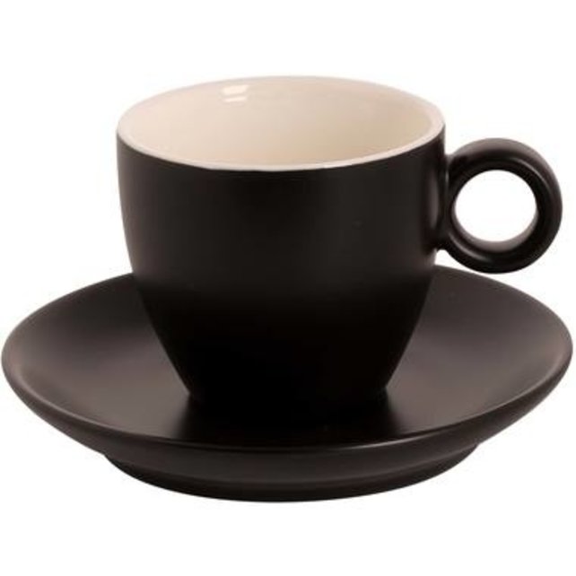 Set 6 Maastricht Porselein Bart Mat Kop & schotel 17 cl 13,5 cm Zwart 532681+532684