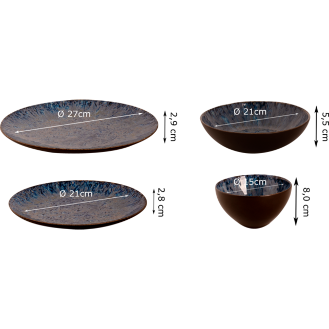 Serviesset Palmer Lester 24 delig (6 personen) Blauw Stoneware Serviesset Palmer Lester 24 delig (6 personen) Blauw Stoneware