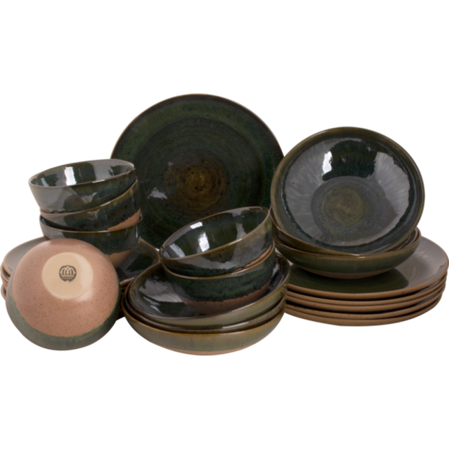 Serviesset Palmer Wisteria 24 delig (6 personen) Groen Beige Stoneware