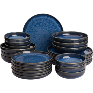 Serviesset Palmer Jory 24 delig (6 personen) Blauw Stoneware