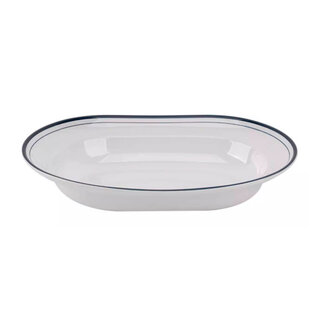 Mammoet Schaal Linee 26 x 19 cm Ovaal Blauw Wit  536187