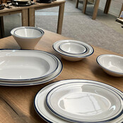 Mammoet Bord Linee 21 x 14,5 cm Ovaal Wit Blauw  536183