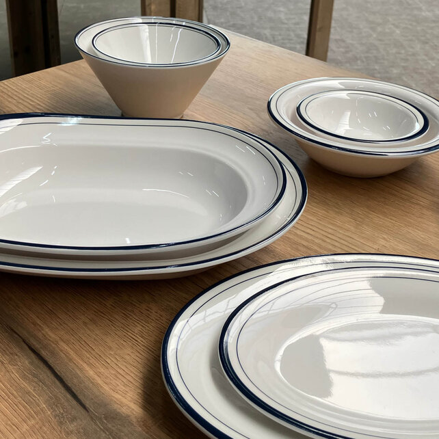 Mammoet Schaal Linee 14 cm Blauw Wit  536190